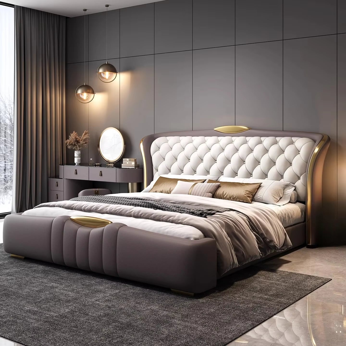 New Double Wedding Bed Frame King Size Bedroom Furniture 