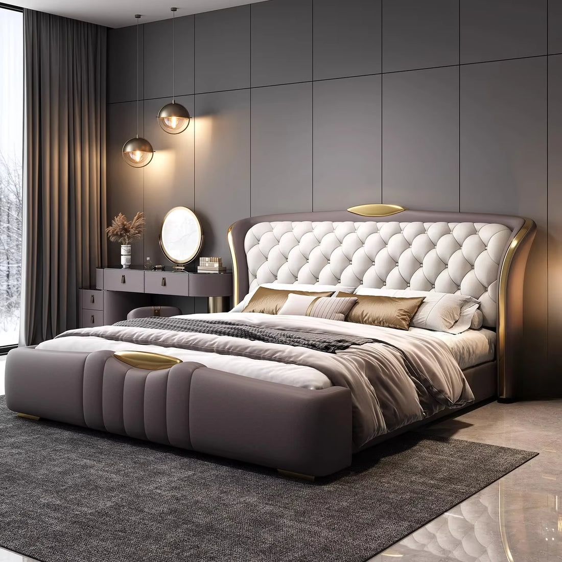New Double Wedding Bed Frame King Size Bedroom Furniture 