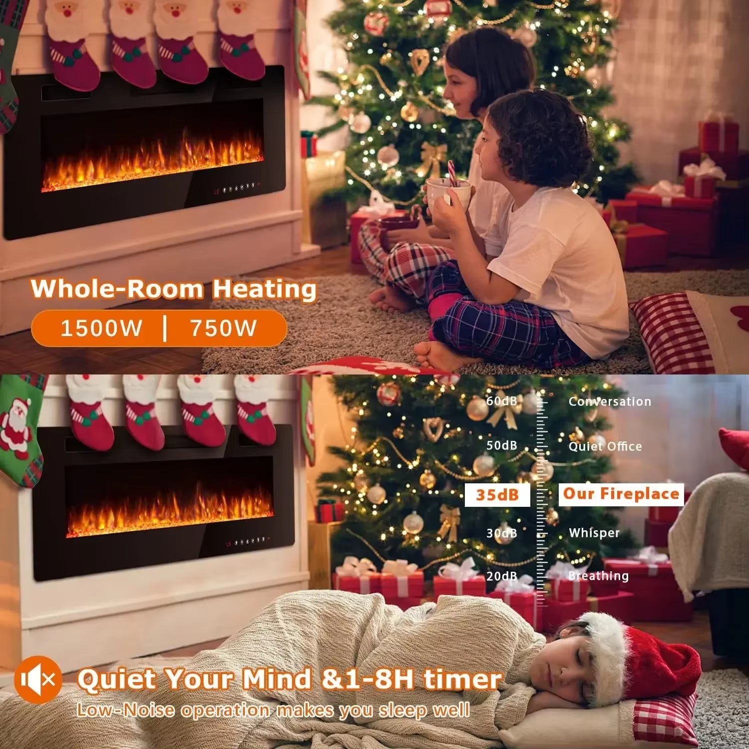 New 72 Inch Ultra-Thin Electric Fireplace Wall Mounted Fireplace Heater