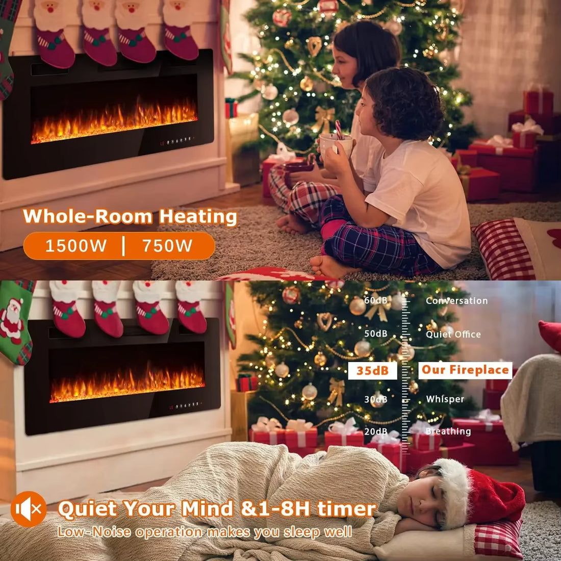 New 72 Inch Ultra-Thin Electric Fireplace Wall Mounted Fireplace Heater