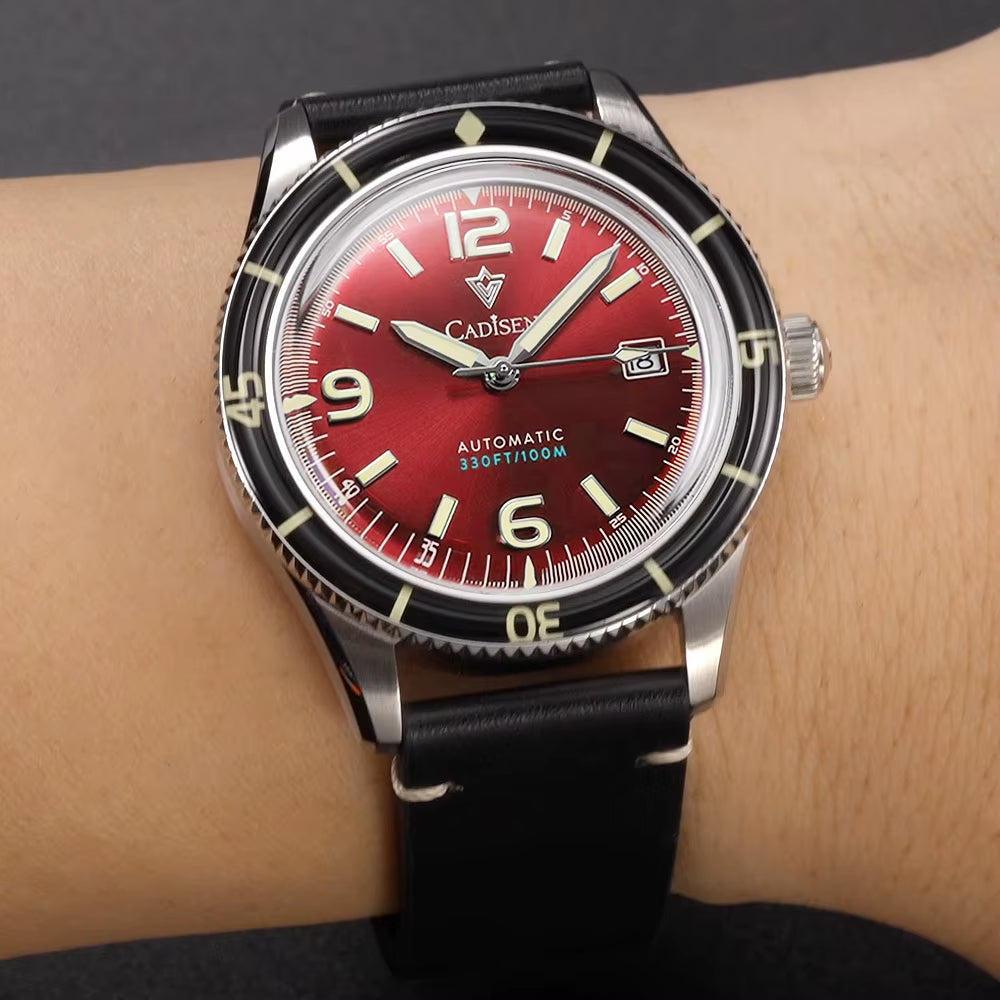 New Mens Genuine Leather Waterproof Wristwatch