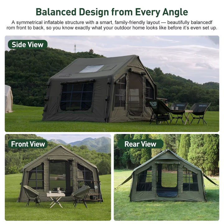 Coody 8.0 Air Tent-Army Green Cotton Fabric Family 3-6 Person Portable Luxury Durable Inflatable Outdoor Folding Portable Tent