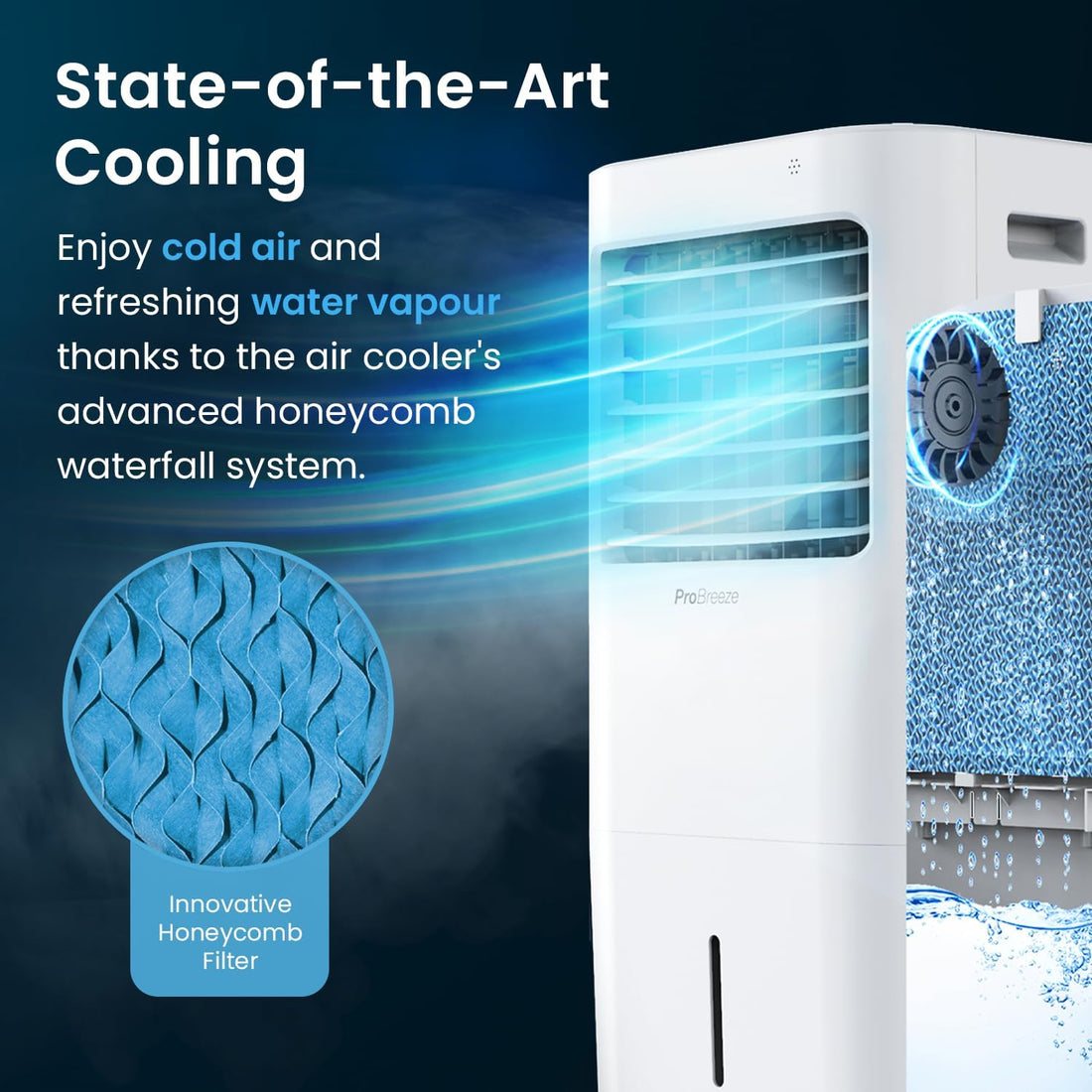 4-In-1 Air Cooler with 10 Litre Capacity, Remote Control, 3 Fan Speeds & LED Display. Powerful Evaporative Air Cooler with Built-In 7.5 Hour Timer & Automatic Oscillation for Home & Office