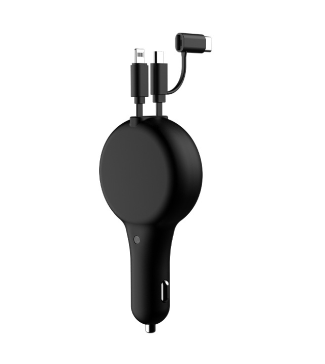 Retractable Car Charger Fast Charge Flash Charge One For Two