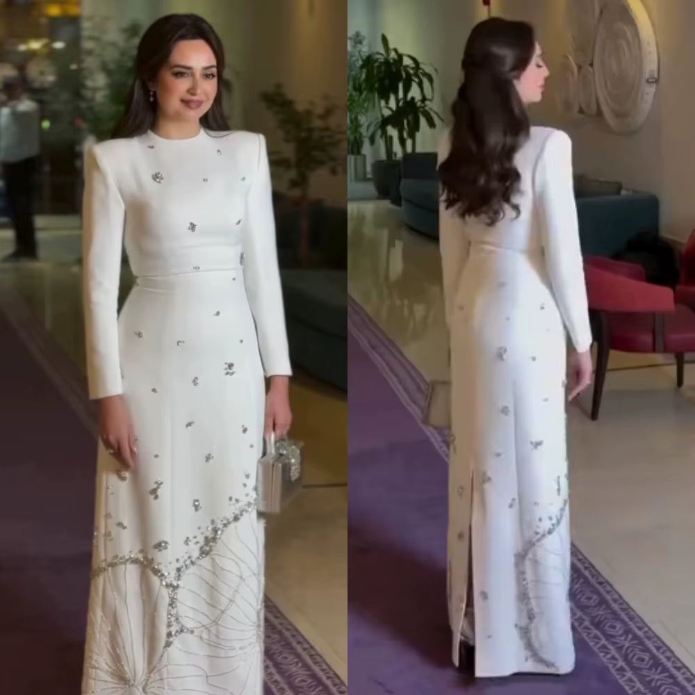 New High Collar Sparkle Women Long Dress Party Wedding Wear