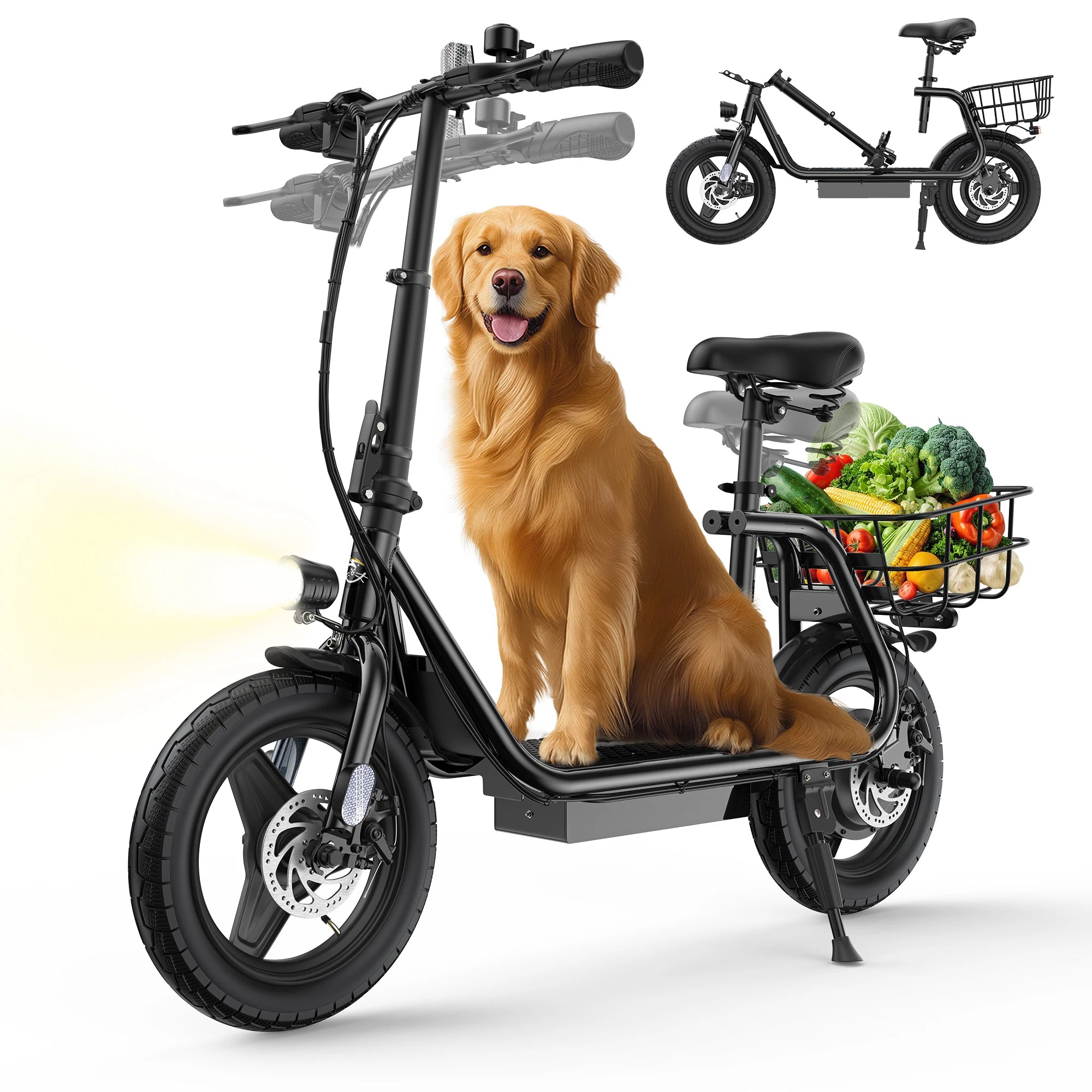 New P2 Adult Electric Scooter 500W Motor with Basket