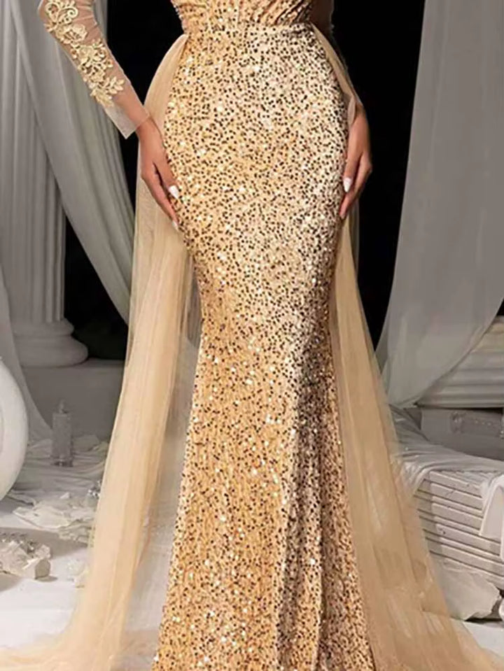 Women Wedding Party Casual Long Sleeve Slim Fit Evening Dress