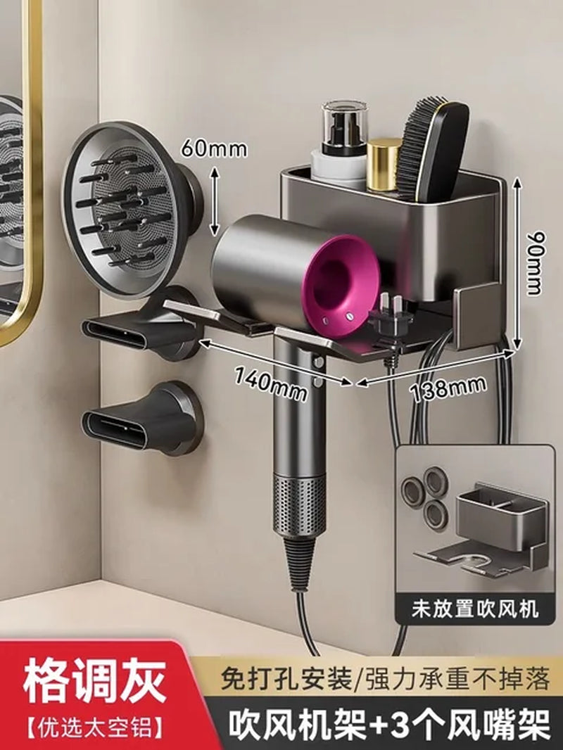 Luxury New Hair Dryer Holder Wall Dryer Cradle Straightener Stand Hairdryer Organizer Storage Box Toilet Blower Holder Bathroom Shelves