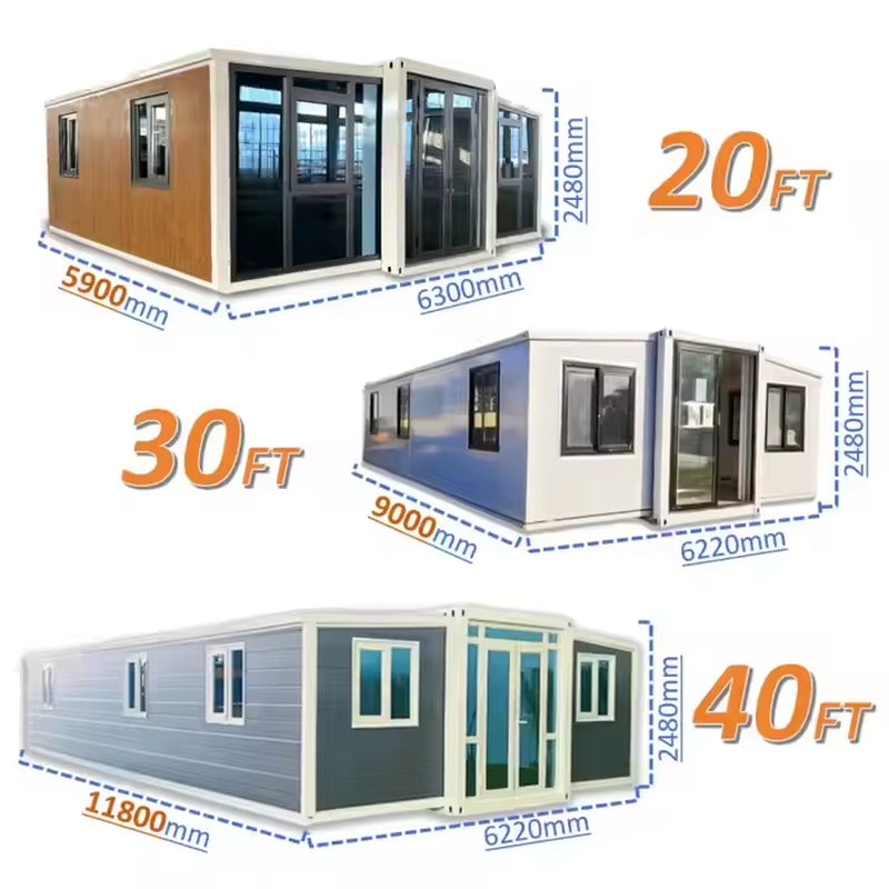 Pre-Made Luxury 40Ft Steel Prefab House Expandable Extendable Cabin Fold Out Container Custom Living Prefab 20/30/40Ft Home