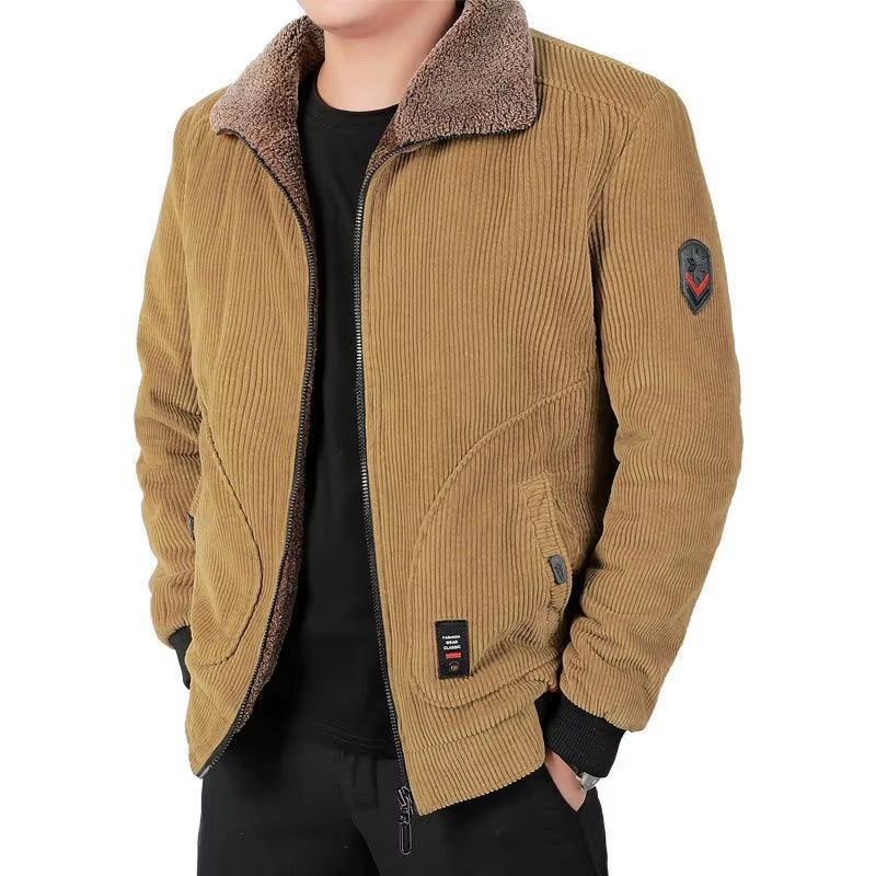 Mens Winter Italian Style Velvelt Thicken Corduroy Jacket 