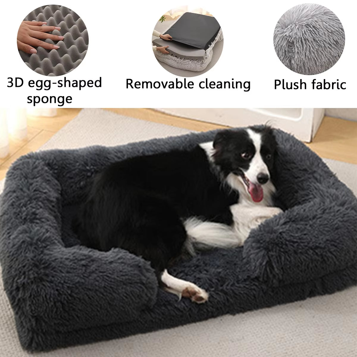 New Square Dog Bed Plush Pet Bed Winter Thickened Pad Bed 