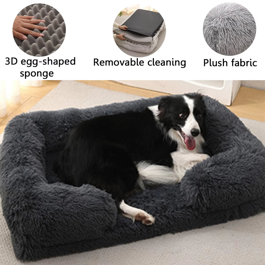 New Square Dog Bed Plush Pet Bed Winter Thickened Pad Bed 