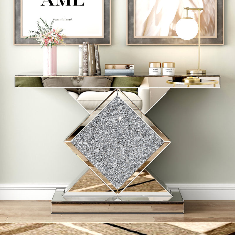 Premium Mirrored Glass Console Table Entryway Home Decor