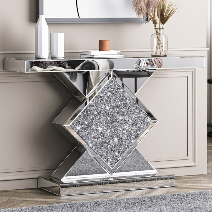 Premium Mirrored Glass Console Table Entryway Home Decor