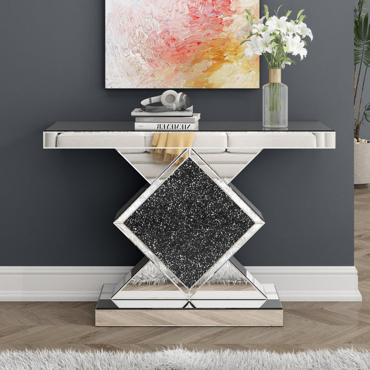 Premium Mirrored Glass Console Table Entryway Home Decor