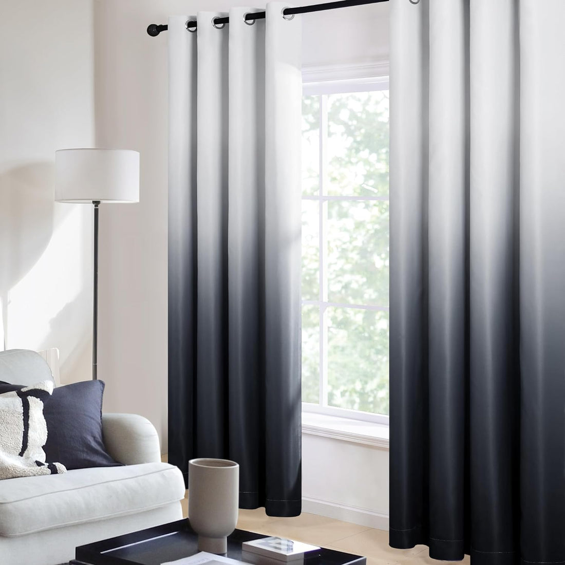 Eyelet Curtains 72 Drop Thermal Insulated Eyelet Blackout Curtains for Boys Bedroom 46 X 72 Inch Black and White 2 Panels