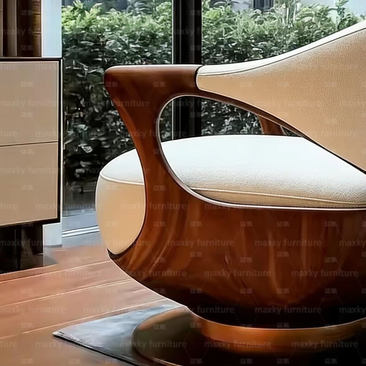 Single Sofa Chair Modern Upholstered Single Lounge Chair with Curved Wooden Armrest Single Seater Sofa Chair for Living Room
