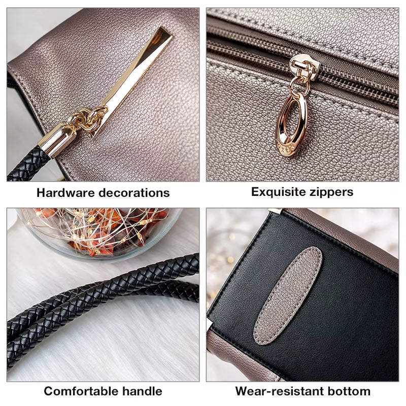 Brand Stylish Women Cowhide Leather Handbag Female Shoulder Bag Designer Luxury Lady Large Capacity Zipper Top-Handle Bags