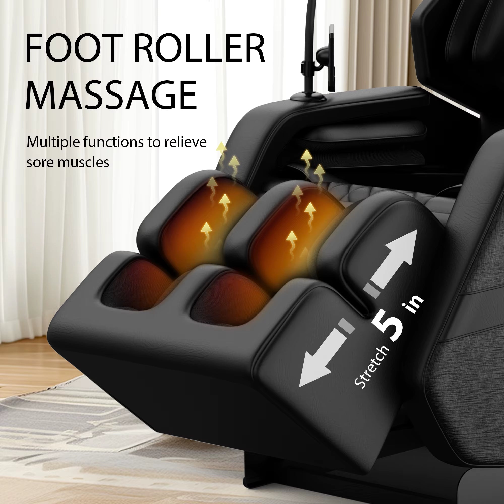 Modern Massage Chair Full-Body Air Compression, 6 Rollers with Touchscreen. 