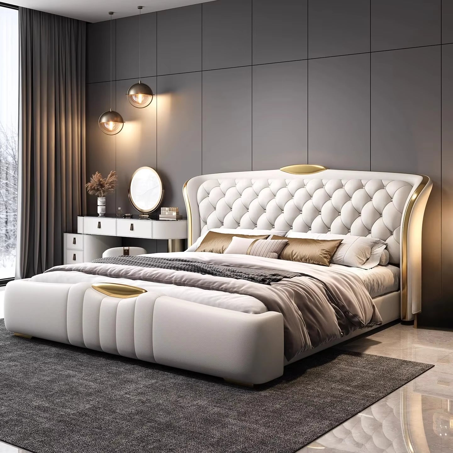 New Double Wedding Bed Frame King Size Bedroom Furniture 