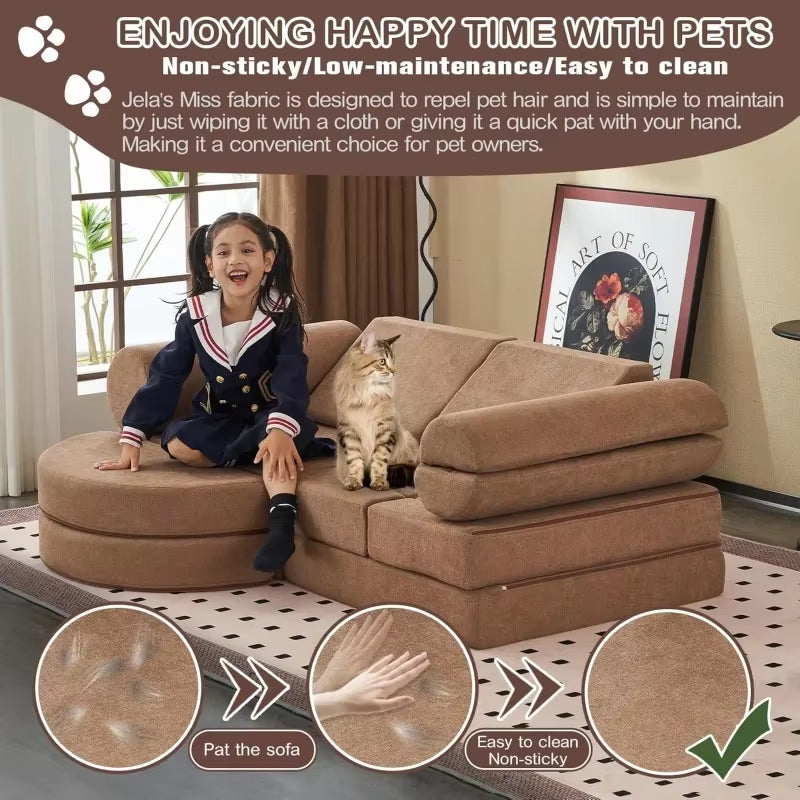 Kids Couch 14PCS Luxury, Floor Sofa Modular Furniture for Adults, Playhouse Play Set Toddlers Babies,