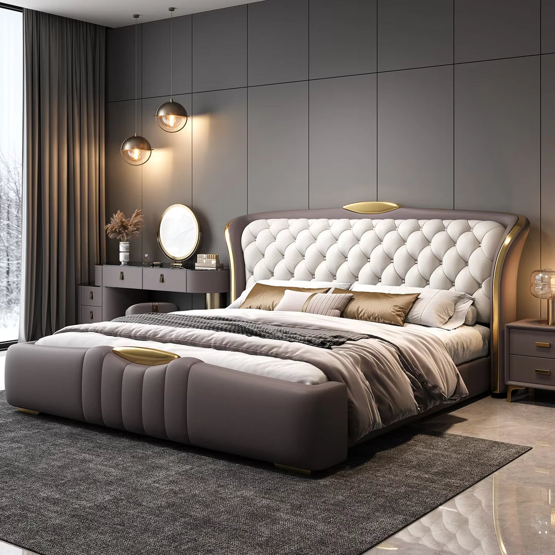New Double Wedding Bed Frame King Size Bedroom Furniture 