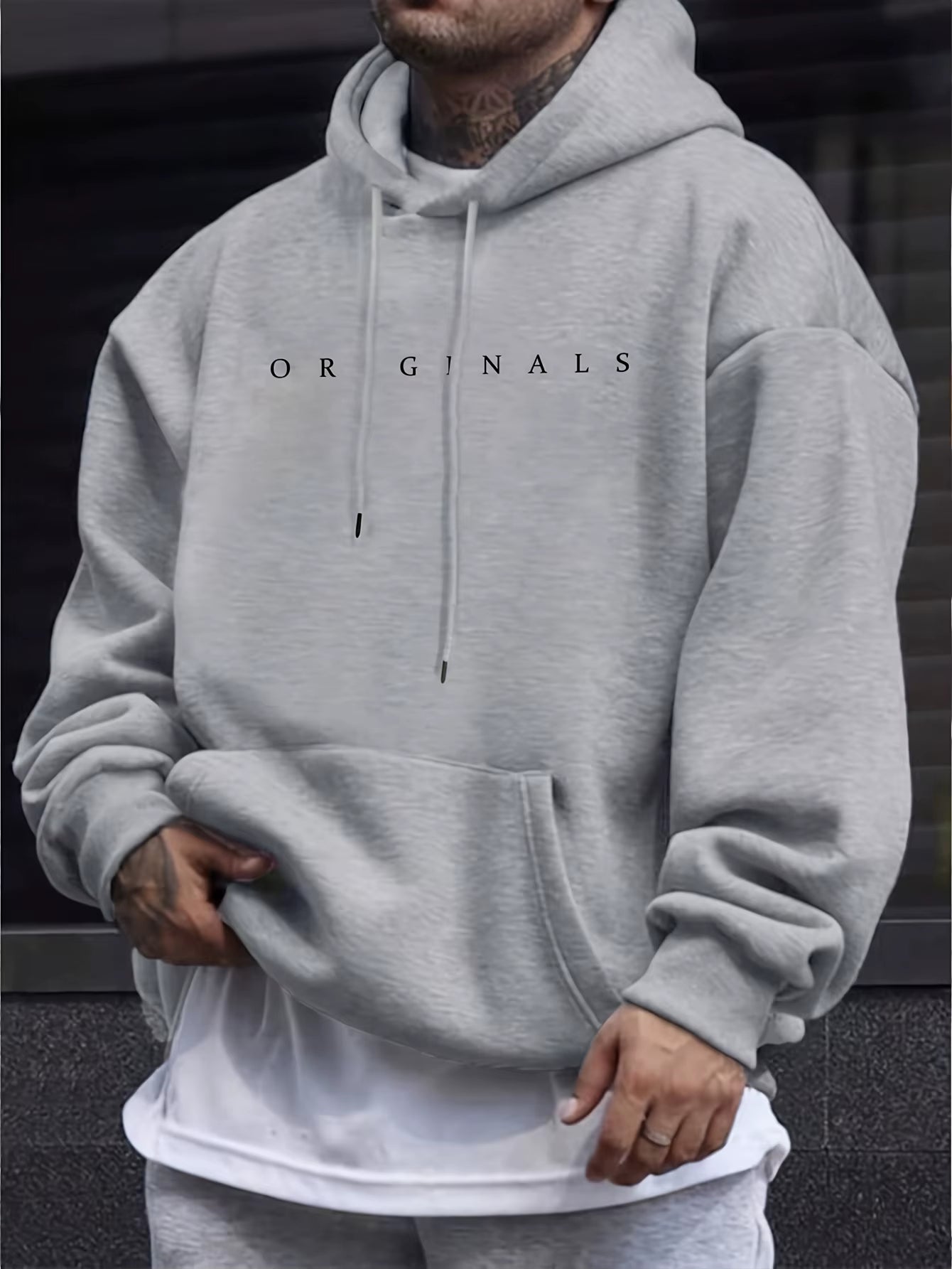 Mens Autumn and Winter Casual Printed Hoodie Pullover