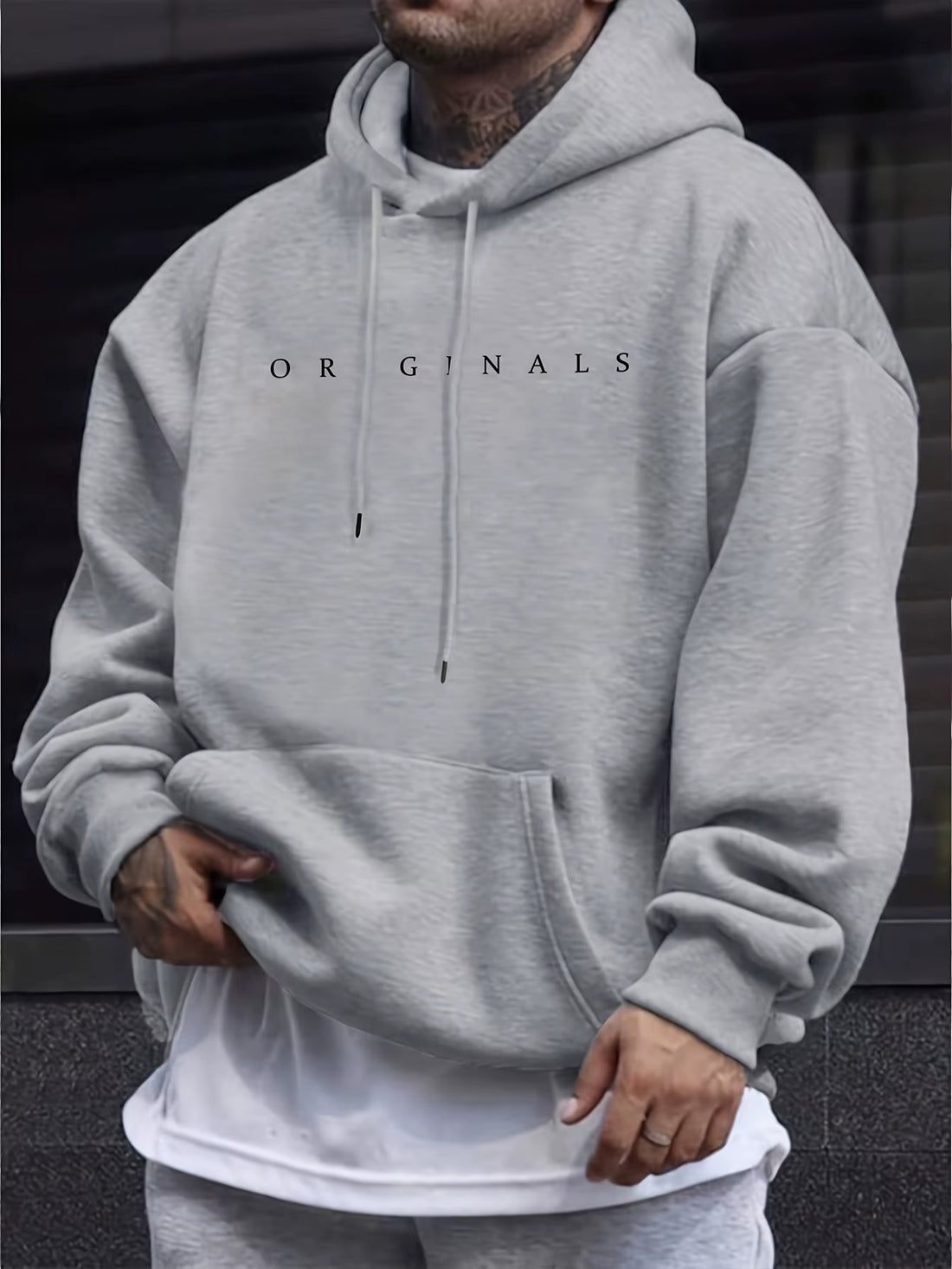 Mens Autumn and Winter Casual Printed Hoodie Pullover