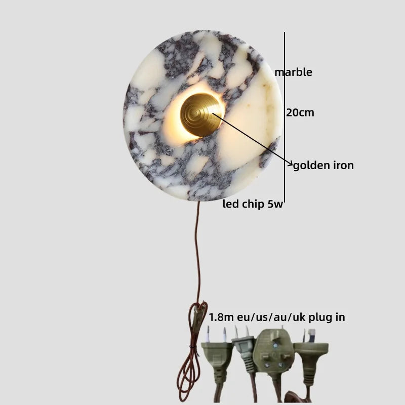 Marble Glass LED Wall Sconces Lights Indoor Bedroom Lamps 