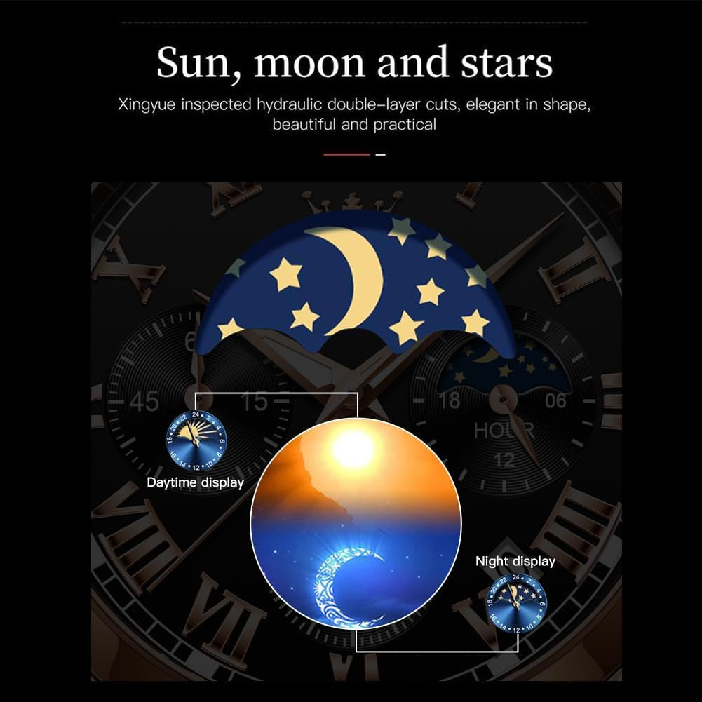 Mens Chronograph Brown Leather Watch Waterprood