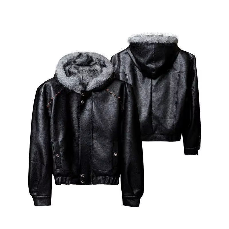 Modern Mens American Fur Hooded Jacket 