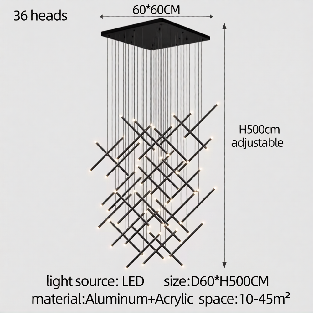 Modern LED Long Pendant Chandelier for Luxury Interiors