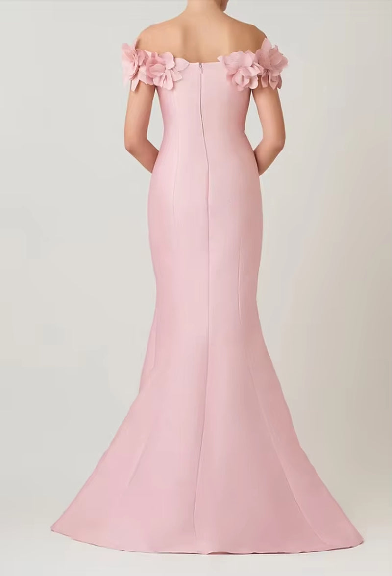 New Customized Pink Off-Shoulder Women Bride Dress Party Wear