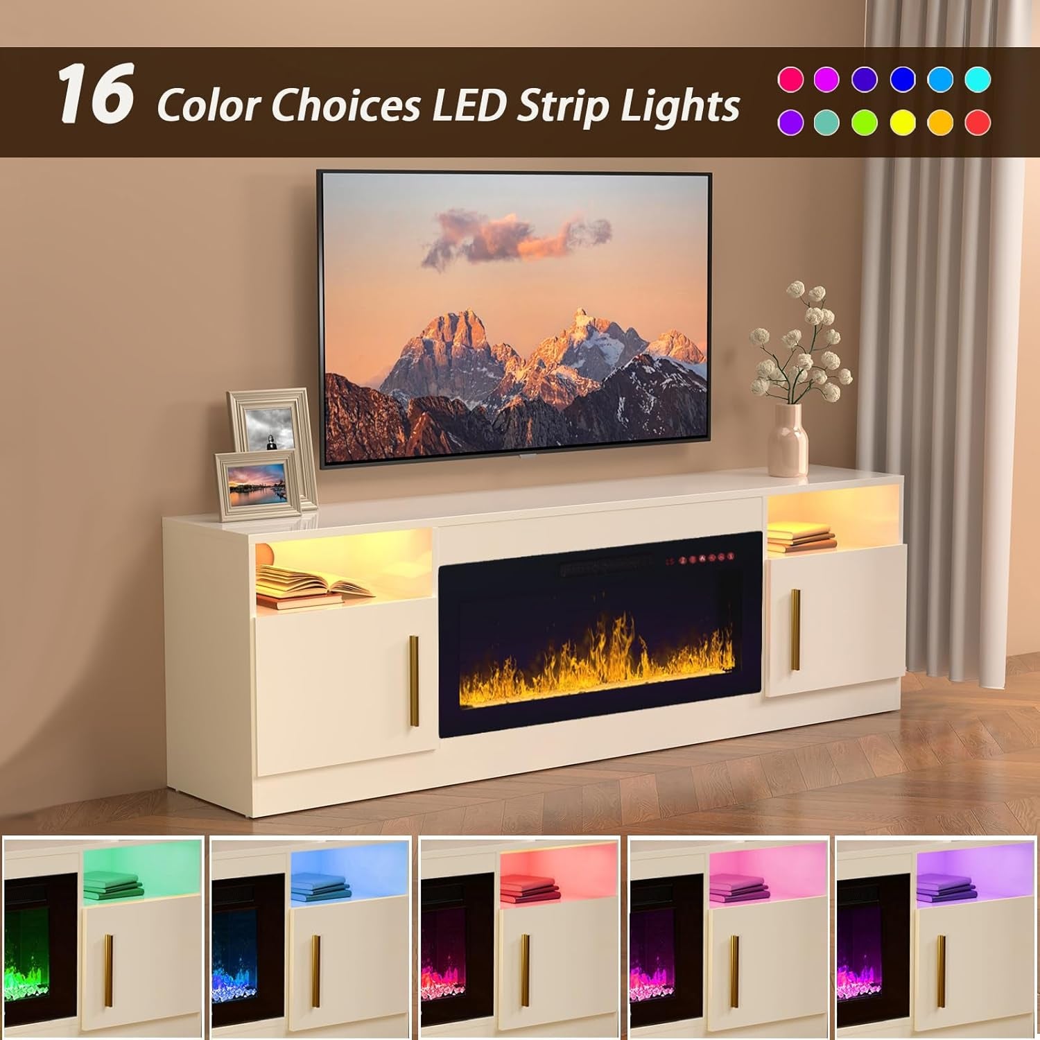 New  LED TV Stand with Fireplace - 70 Inch Modern Electric Entertainment Center