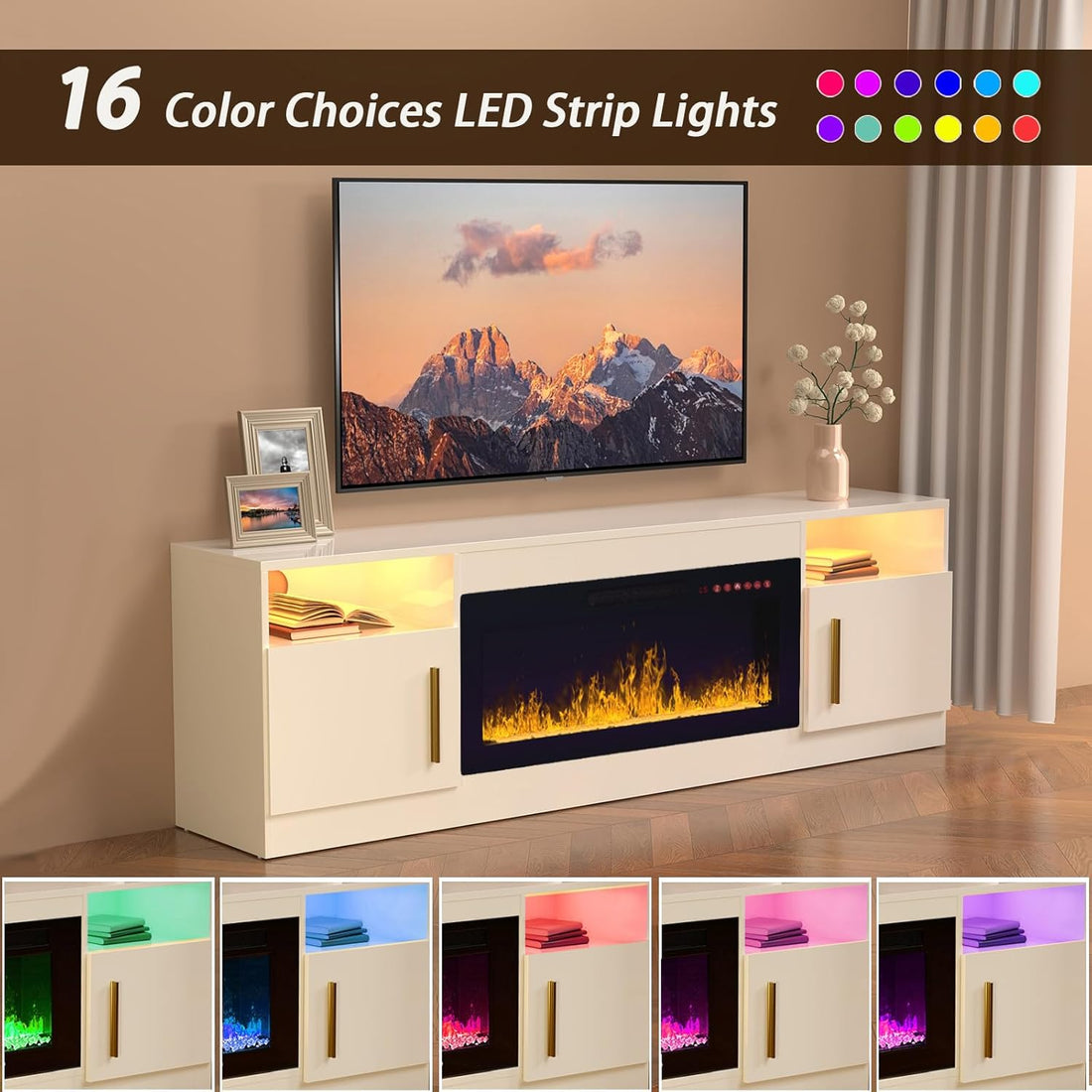 New  LED TV Stand with Fireplace - 70 Inch Modern Electric Entertainment Center