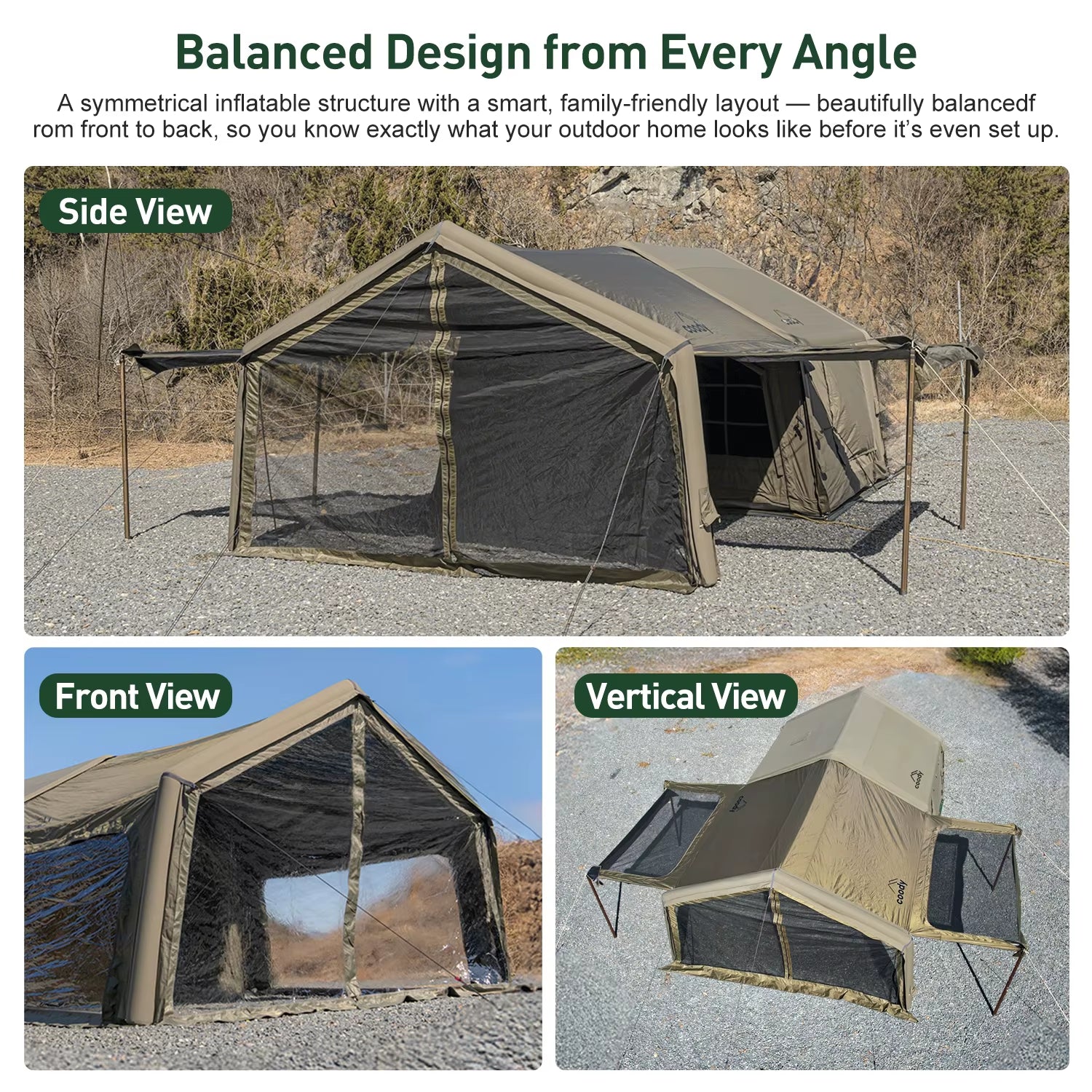 Coody 10.0+Inflatable Foyer Air Tent-Army Green Factory Price Air Tent Family Inflatable Camping Tent for Outdoor Camping