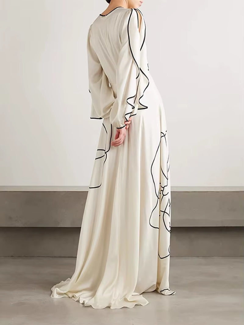 Women Fashion O-Neck High Waist Summmer Maxi Dress