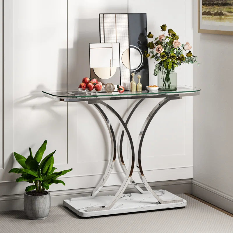 Vintage Millwood 43.3'' Glass Top Console Table