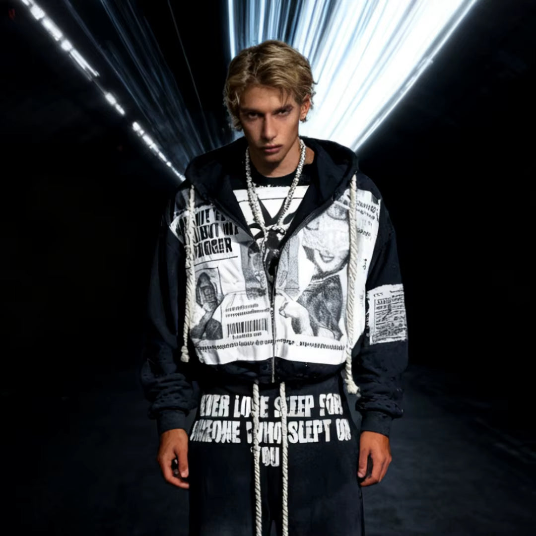 New High Street Dark Embroidered Hoodie Pullover