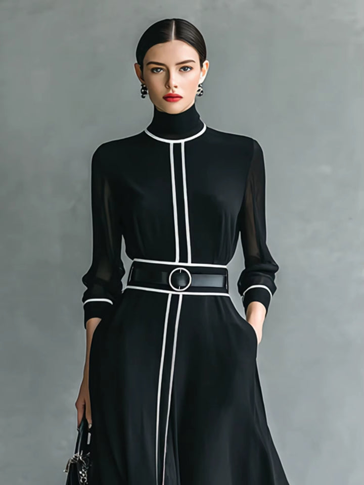 New Women French Elegant Chiffon Maxi Dress