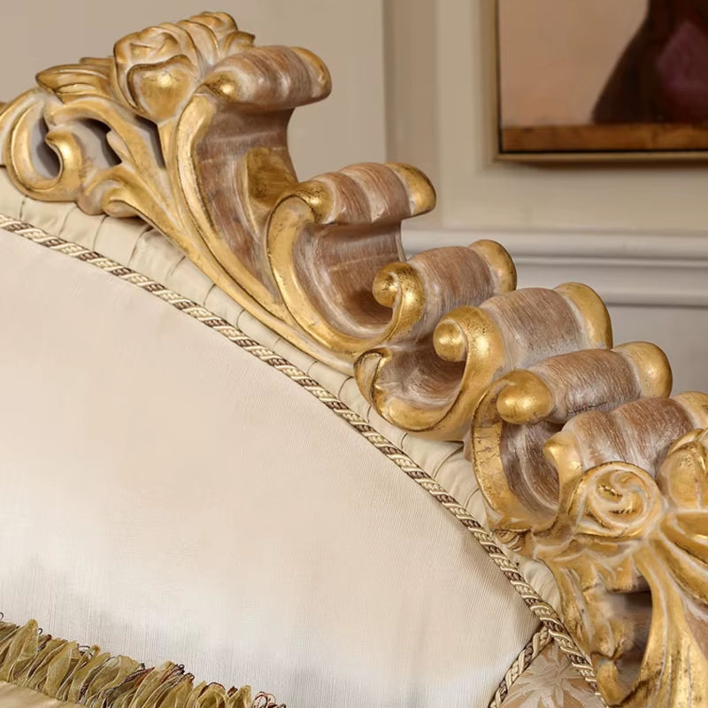 New Baroque Classical Golden Home Hand Carved King Size Bed