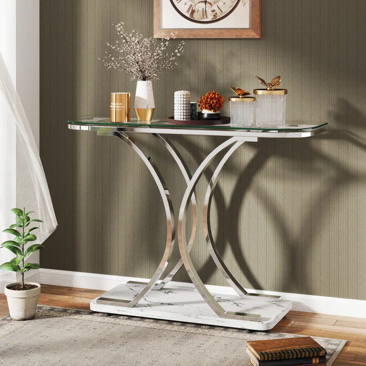 Vintage Millwood 43.3'' Glass Top Console Table