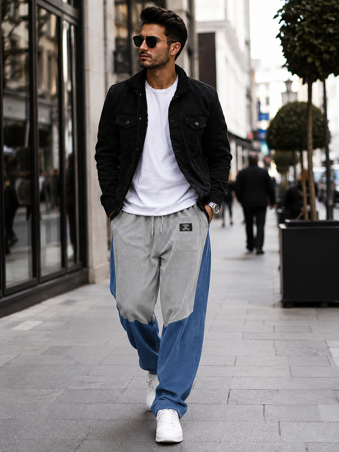 Men’s Corduroy Trousers – Two-Tone Contrast Mens Pants