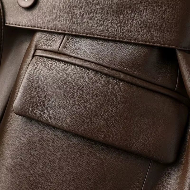 New Women Leather Jackets V-Neck Belt Design