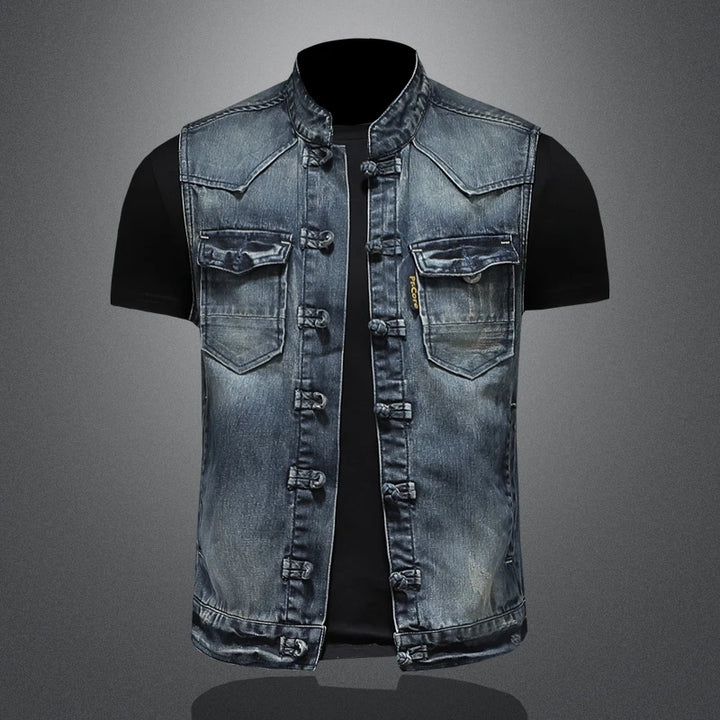 Mens Casual Style Denim Quality Vest Jacket
