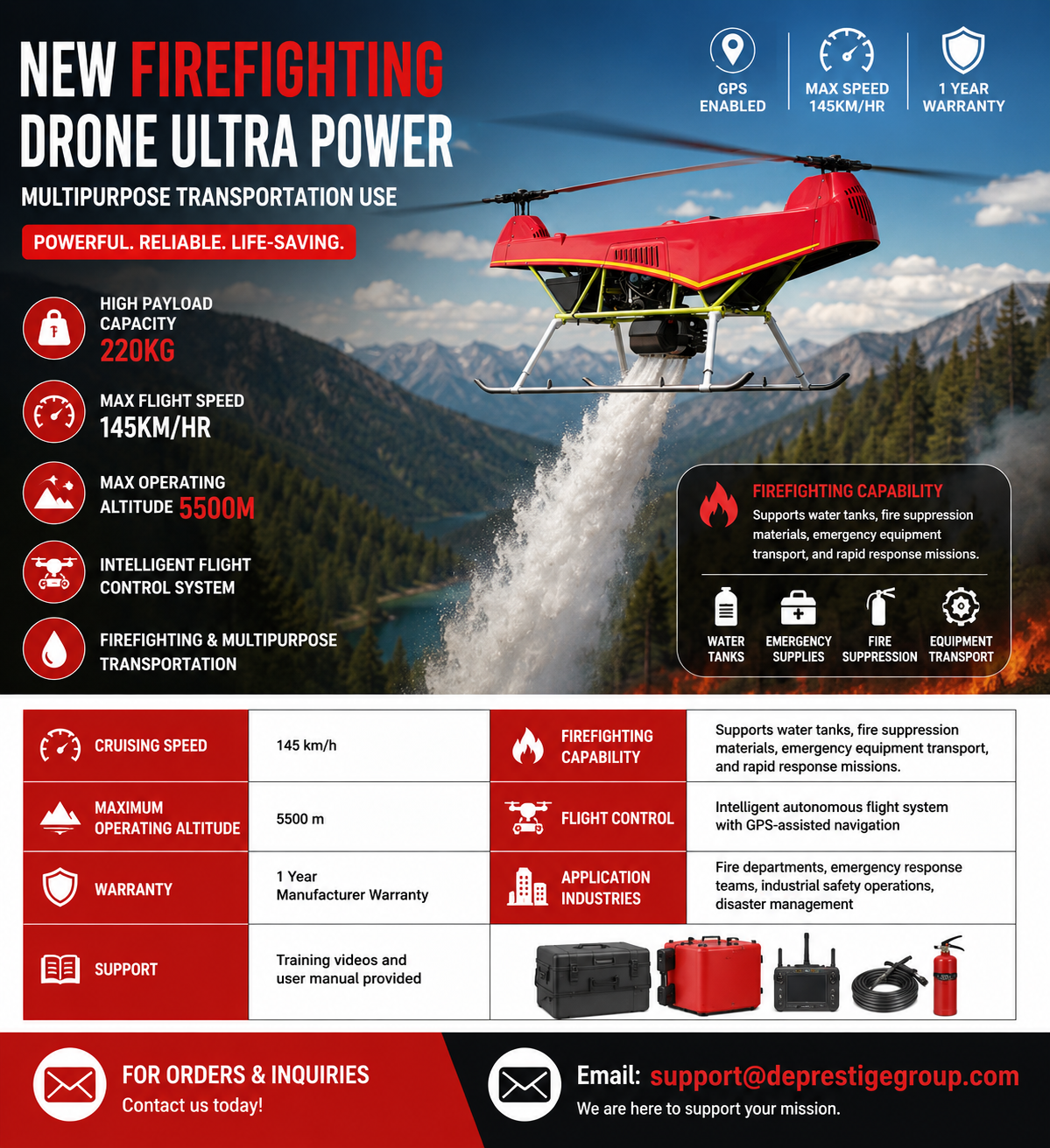 Neue Löschdrohne Ultra Power - Vielseitige Transportnutzung