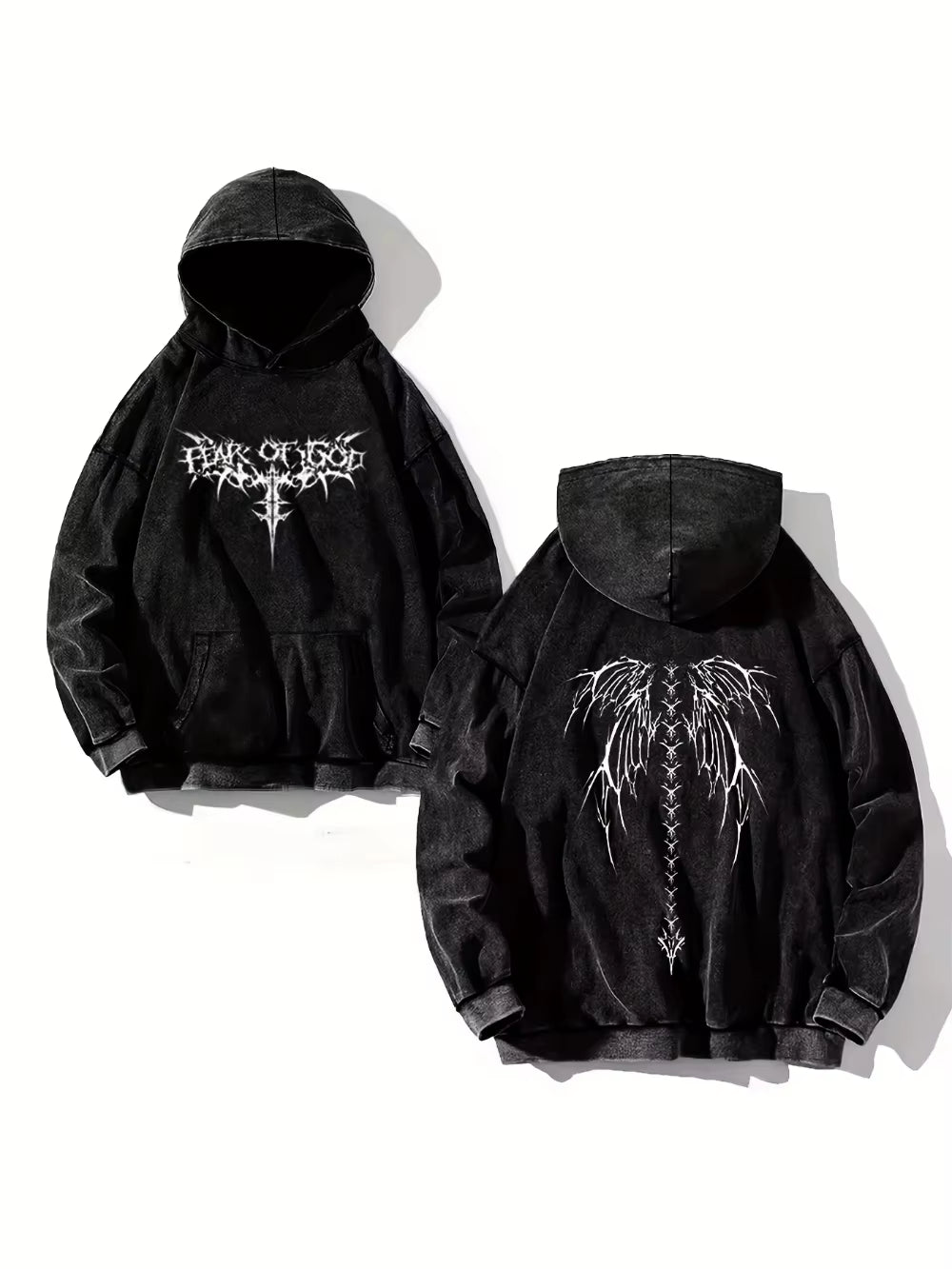 Mens Vintage Printed Hooded Streetwear 