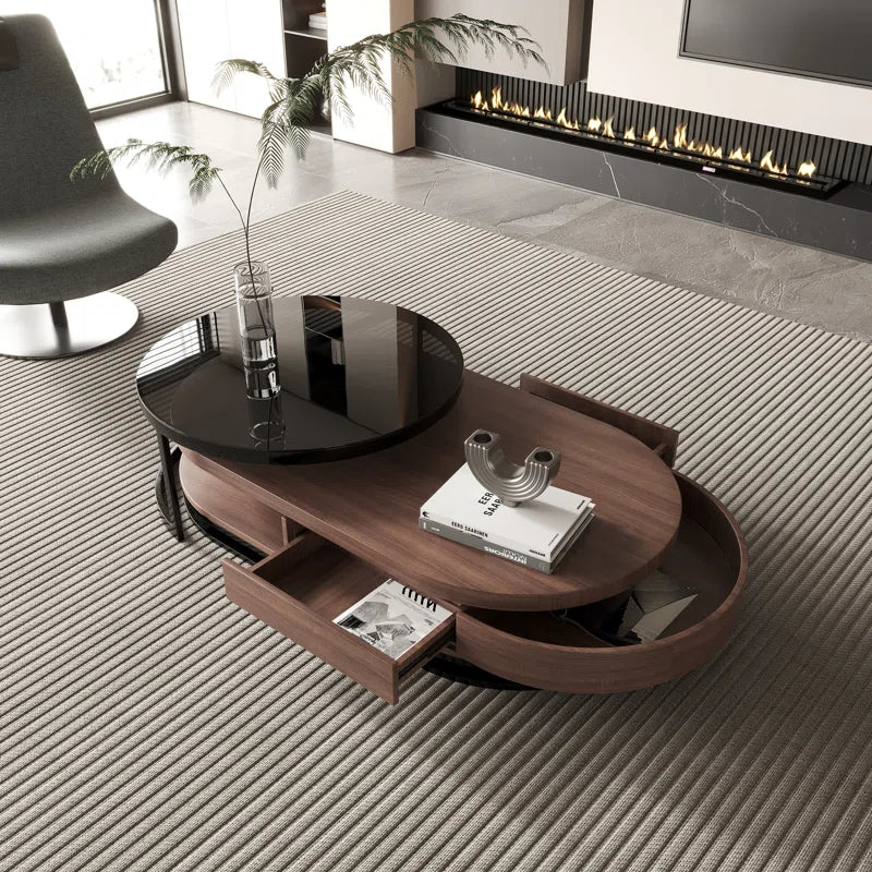 New Tyanii Coffee Table Set with Drawer and Glass Table