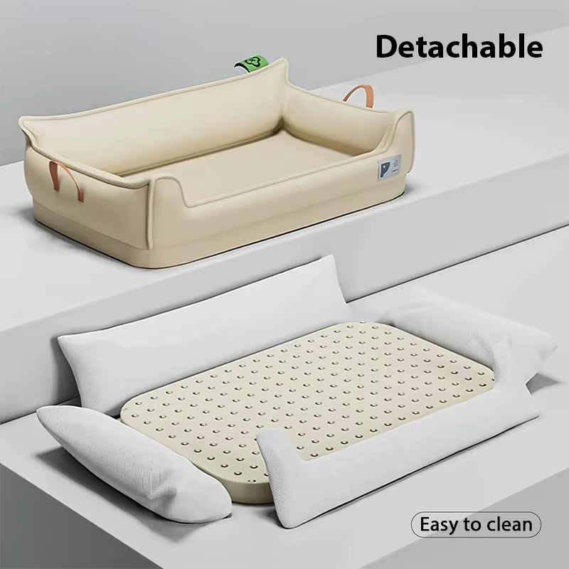 Modern Orthopedic Leather Dog Bed Sofa – Detachable Rectangle Pet Bed