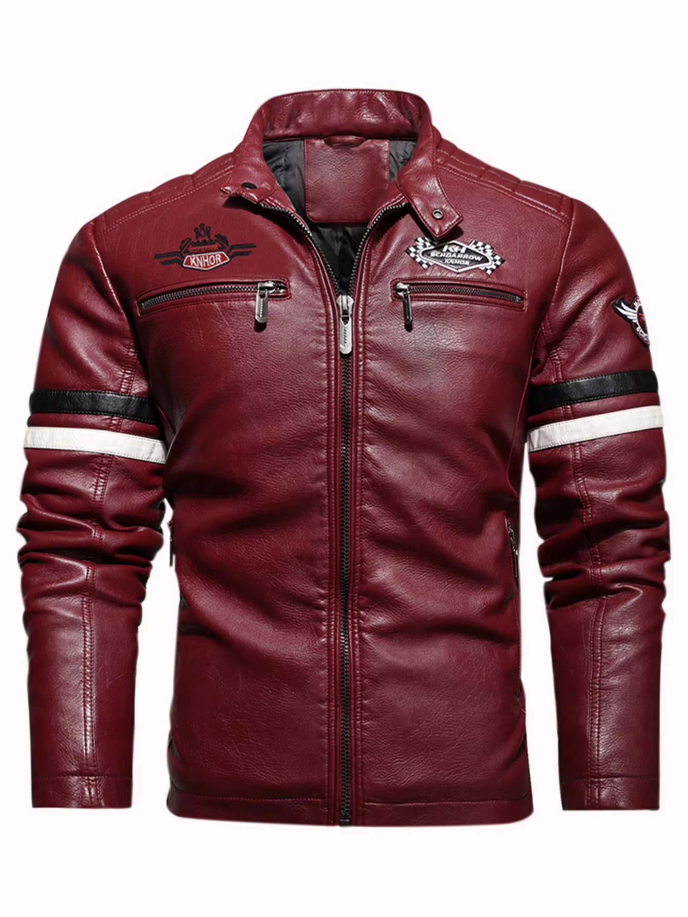 Mens Motorcycle Racing Leather Embroidered Jacket